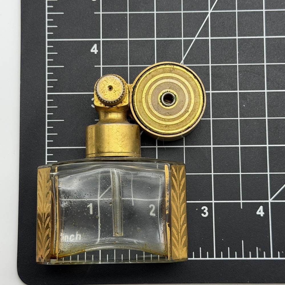 Marcel Franck Gold Gilt Glass Perfume Bottle with Atomizer - Made in France - Picture 6 of 7